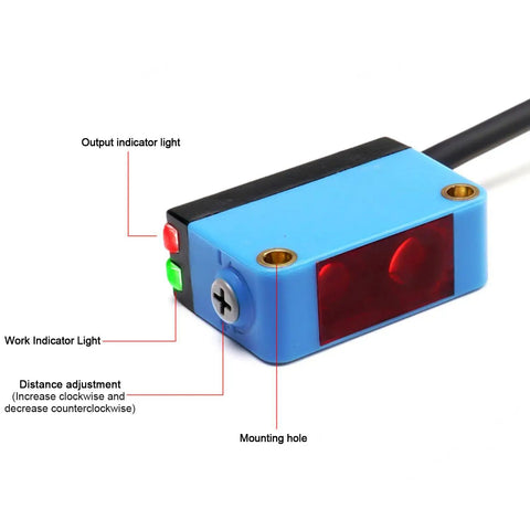 Background Suppression Diffuse Photoelectric Sensor With 10 To 350 Mm Range, 12 To 24 V DC, PNP Output, Color Insensitive Detection, Built For Tough Industrial Use, blue housing