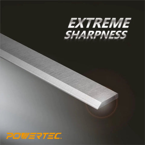 Eight Inch Jointer Knife Replacement Set Three Premium Woodworking Cutting Blades Compatible With Delta And Powermatic Tools close-up of sharp cutting edge