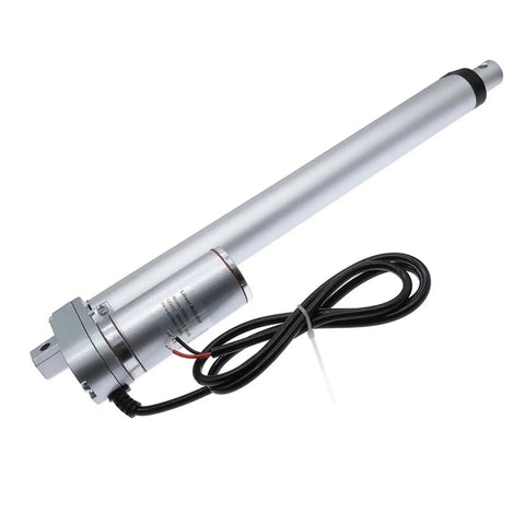 Power Up Your DIY Projects With This Rock Solid 12V 24V DC Linear Actuator Motor with silver finish and 400mm stroke length.