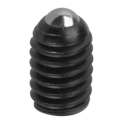 Ten Piece M4mm Hex Socket Ball Spring Plungers Crafted From Rock Solid Carbon Steel For No Hassle Installation And Tight Pressure Positioning On Any Project You Take On, close-up view of black carbon steel ball plunger.