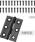 Boao black stainless steel small folding door hinges, 16 pcs with 96 screws, 1.75 in, home furniture hardware