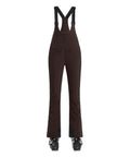 Womens Ski Bibs Snow Pants Waterproof Windproof Warm Insulated Snowboard Overalls For Winter Comfort in coffee color with elastic straps