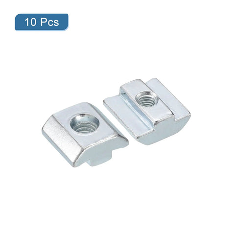 Hella Durable T Nuts 10 Pack Galvanized Carbon Steel Fasteners For 4040 Aluminum Extrusion Frames showing two sliding hardware pieces.