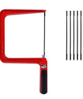 Heavy Duty Frame Coping Saw With Five Interchangeable Blades For Cutting Wood Metal Plastic Rods And Pipes Straight Up Built To Last.