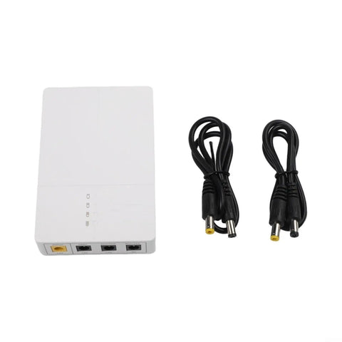 Reliable Mini Ups Battery Backup For Routers And Modems Delivers Solid 7800Mah Power For Internet Stability with cables.