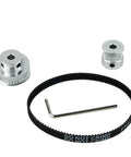 Smooth Aluminum Timing Pulley Kit With 20T And 36T Gears For Mills And CNC Builds. Includes Synced Belts, Hex Wrench Keys And High Grade 5MM Bore Housings For Zero Slip Drive Operations That Run Super Cool. pulley kit with belt and wrench