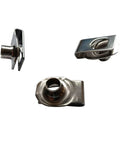 3/8-16 Stainless Steel U Style Clip-On Nut Pack of 10 For Panels 0.05 to 0.2 Inch Thick 304 Stainless With Center Hole To Edge 3/4 Inch U Type Fasteners Featuring Multi-Thread Barrel For Heavy Duty Secure Thread Engagement