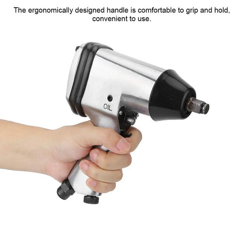 Rugged 1/2 Inch Drive Air Impact Wrench Pumping Out 350 Nm Max Torque With A Snappy 1/4 Inch Air Inlet, lightweight aluminum alloy design.