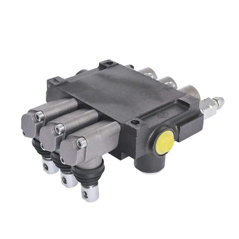 Triple Spool 13GPM 3600PSI Hydraulic Directional Control Valve With SAE Ports Double Acting For Small Tractors Loaders And Log Splitters Built Tough Cast Iron Construction For Long Lasting Performance