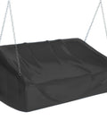 Weatherproof Hanging Porch Swing Cover with Seam-Taped Edges displayed on swing, black, 420D Oxford cloth