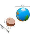 Hands On World Globe For Kids Kid Friendly Sandpaper Globe With Continental Plates And Earth Layers Crust Mantle Core Geography Learning Toy, disassembled view showing base and globe dimensions.
