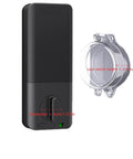 2 Pack Clear Deadbolt Lock Safety Covers For Glass Doors, Transparent Sticky Protector for locks under 40mm diameter shown