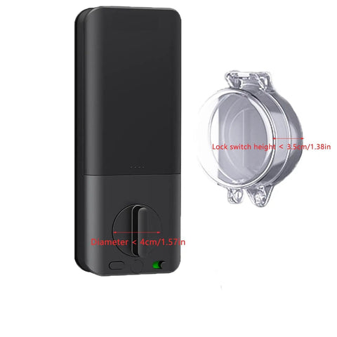 2 Pack Clear Deadbolt Lock Safety Covers For Glass Doors, Transparent Sticky Protector for locks under 40mm diameter shown