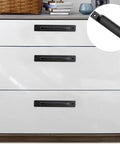 Black Aluminium Alloy Barn Door Handles Set of 2, 7 Inch Sliding Door Pull Handles with Plate installed on white cabinet