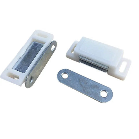 Heavy Duty Hidden Magnet Door Catch Stops Cabinet Sliding Doors Securely Keeps Kids Pets Out Easy Install White Metal Plate Hardware components