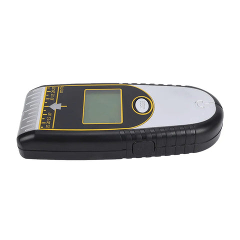 Hyuduo Digital Stud Finder Wall Scanner 7-in-1 (Silver) side view, showcasing display and buttons for easy use.