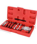 Bad Ass 9 Piece Two Jaw Bearing Separator Puller Kit For Auto Shops Mechanics Working On Car Engines Heavy Duty Removal Tool Set That Really Rips Out Bearings Fast Without Any Fuss Professional Grade And Ready To Rock, red case open