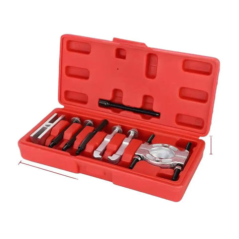 Bad Ass 9 Piece Two Jaw Bearing Separator Puller Kit For Auto Shops Mechanics Working On Car Engines Heavy Duty Removal Tool Set That Really Rips Out Bearings Fast Without Any Fuss Professional Grade And Ready To Rock, red case open