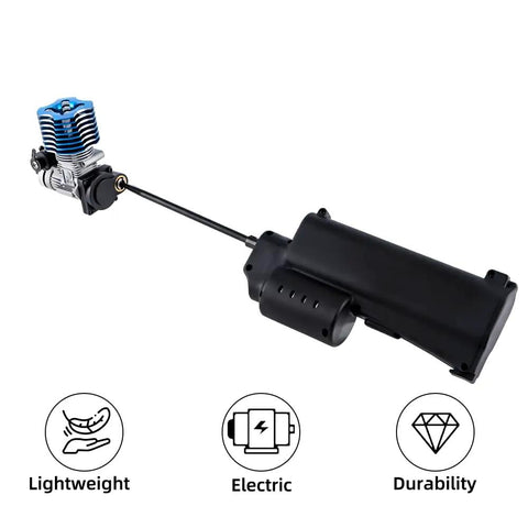 RC Power Starter Handheld Electric Start Igniter for 1/8 and 1/10 Nitro RC Cars, buggies, trucks, and planes, lightweight design.