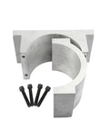 Heavy Duty CNC Spindle Motor Clamp Bracket Fixture With Secure Locking Design For Precision Machining And High Stability Reducing Vibration Noise On Any Shop Floor Build To Last Tough, showing silver steel clamp and bolts.