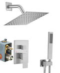 Shower System Brushed Nickel Rainfall Set For Wall Mounted Installation With 8 Inch Rain Shower Head And Handle, Rough In Valve Body And Trim Kit
