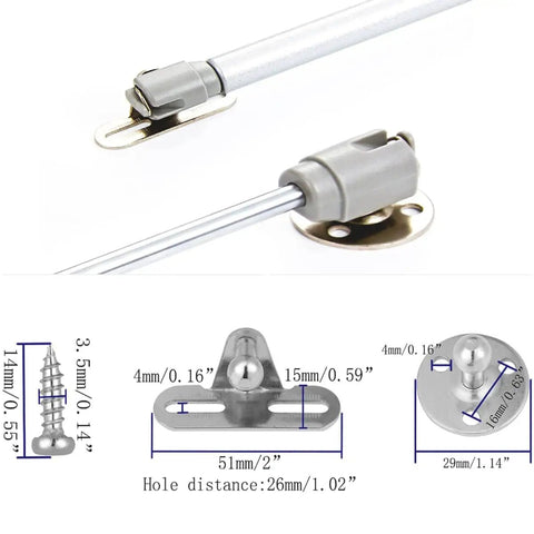 Heavy Duty Gas Spring Cabinet Door Lift Support 8 Inch 30N 7 Lb Soft Close Cushioned Lid Support for Cabinets 2 Pack
