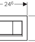 Diagram of Sigma 30 Dual Flush Actuator Plate in white and polished chrome dimensions for concealed toilets, 24x16 cm.
