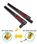 Boost Your WiFi With A 10dBi Tri Band External Antenna Pair Using RP SMA Connectors Black And Red To Extend Range On 2.4GHz 5GHz And 6GHz