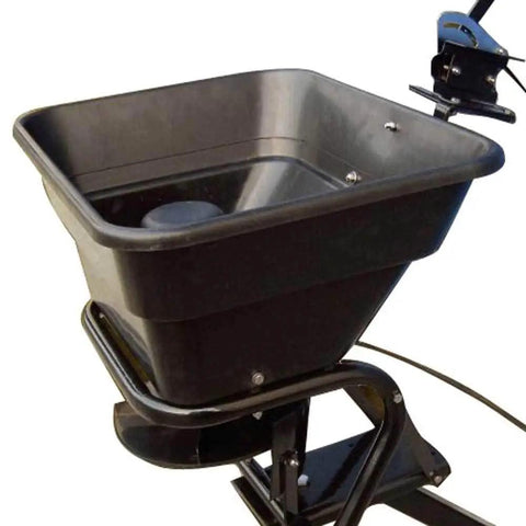 12V Grass Seed And Fertilizer Spreader With 80 Pound Capacity Hitch Mount Receiver Rain Protector For ATV UTV Or Utility Tractor