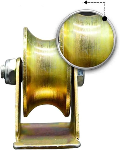 U Groove Rigid Track Wheel For Sliding Gates, Heavy Duty Barn Door Casters With Bracket, close-up of 45 steel wheel