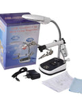 Heavy Duty Clamping Magnifying Glass Lamp With Adjustable Height And Angle For Precision Welding Repairs Desktop Workbench Maintenance Jobs with accessories.