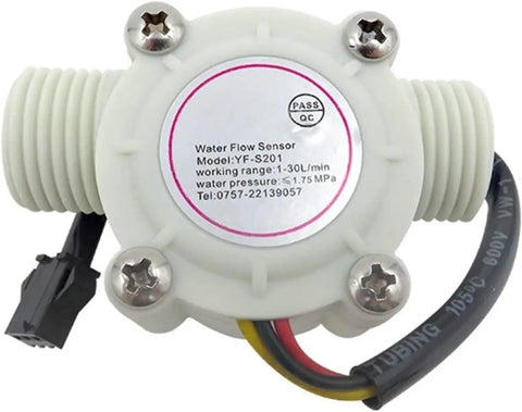 Water Flow Sensor Flowmeter Hall Effect Switch For DC 5 To 18V One Half Inch Three Quarter Inch One Inch Two Inch Inline Liquid Meter Micro Switch Style Flow Monitor For DIY Projects And Industrial Applications, white plastic inline body
