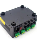 Beefy 8 Channel Microscope LED Driver With Dimming Switch 24V DC For Machine Vision And Stereo Microscopes PCB Inspection And Laboratory Lighting Systems Ideal For Research Labs And Manufacturing Quality Control, black metal housing