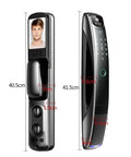 Slick Video Intercom Smart Door Lock With Auto Monitoring Camera Fingerprint Password Antitheft Digital Handle front and side view