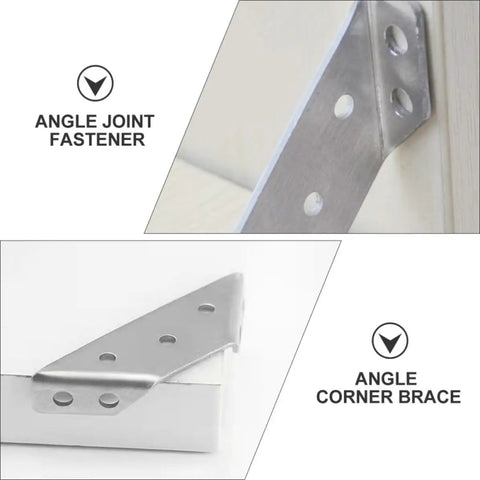 Heavy Duty Stainless Steel Angle Bracket Set Of 20 Corner Braces Tarnish And Rust Resistant Silver for cabinets and shelves