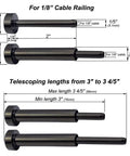 Telescopic turnbuckle tensioners from Hidden Black Cable Railing Hardware Kit With Beefy Turnbuckle Tensioners And Fixed Terminals