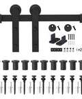 Black Straight Design Sliding Barn Door Hardware Kit for Single Wood Door, Track System with Roller, Closet Track Set components