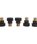 Dope 15 PCS Tig Back Cap Kit Fits Wp 17 18 26 Torch With Brass Bakelite Rubber Covers, 5 back caps displayed, black and brass materials.