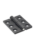 JL715 adjustable torque position control hidden stay hinge, black metal, two plates with six screw holes, 80×65.5×6mm