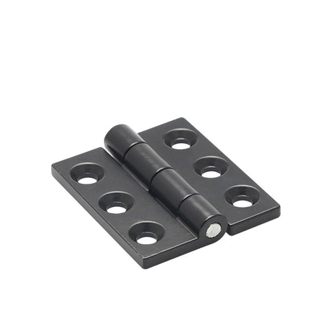 JL715 adjustable torque position control hidden stay hinge, black metal, two plates with six screw holes, 80×65.5×6mm
