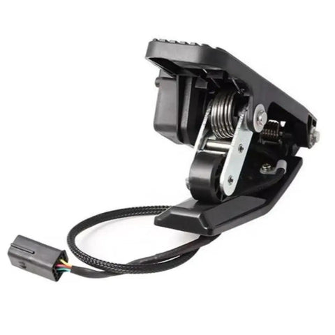 Plug Straight In Hall Effect Accelerator Throttle Pedal With Zero To Five Volt Analog Output, side view with connector.