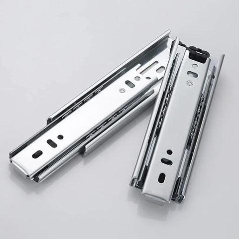 Whisper Quiet 3-Section Full Extension Drawer Runners With Ball Bearing Telescoping Rails, 8 Inch Stainless Steel Slides close-up