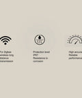Symbols for Zigbee transmission, IP67 protection, and accuracy on Plant Monitor Soil Test Kit for Indoor Outdoor Gardens