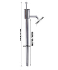 Stainless Steel Hand Drum Pump For Manual Oil Transfer Water Kerosene And Alcohol Compatible With 55 Gallon 180L To 300L Containers, side view with dimensions.