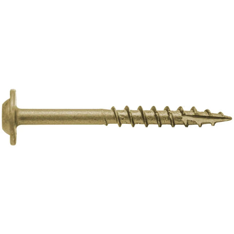 Eight By One Quarter Inch Bronze Ceramic Coated Star Drive Torx Head Exterior Truss Wood Screw with spiral threading.