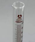Close-up of 100ml cylinder from Five Piece Glass Graduated Measuring Cylinder Set for Lab Chemistry 5ml 10ml 25ml 50ml 100ml Borosilicate Glass