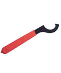 ER32 Hook Wrench Spanner For Collet Chuck Lathe CNC Milling Precision High Carbon Steel tool with red grip, side view.