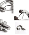 Close-up of Heavy Duty Stainless Steel M8 and M10 Storage Hooks 4 Pack Rustproof S Clasps, showing screw details.