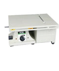 Portable Mini Table Saw And Desktop Polishing Station For Jewelry Making And Gemstone Jade Crafting Featuring Ridiculously Smooth Operation Cuts Like Butter With Badass High Speed Accuracy side view of compact desktop saw with control panel.