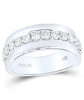 Straight Fire Classy Drip 14K White Gold Mens Round Brilliant Cut Diamond Wedding Band Ring 1 Carat Total Weight Size 10 Solid Heavy Duty Design For Daily Wear Forever with diamonds.